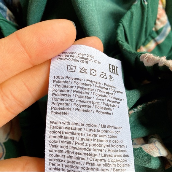 π VILA GREEN MULTI FLORAL HIGH-LOW RUFFLE MIDI SKIRT! - Picture 7 of 8